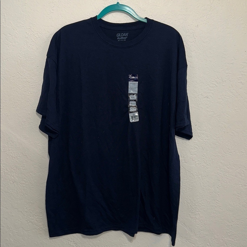 Gildan DryBlend Navy Blue T-Shirt Mens 2XL Moisture Wicking Short Sleeve G8010